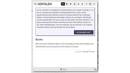 Illustration of the pop-up shown when translating a text with ReadSpeaker software